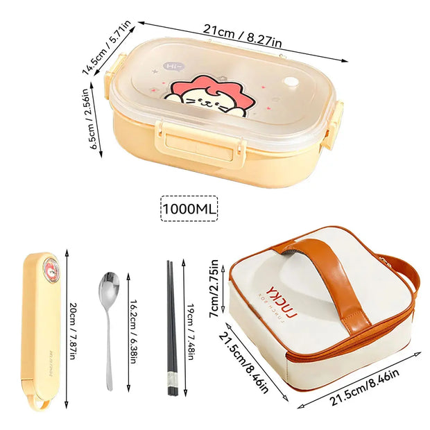 Fiambrera Bento De Viaje Segura Para Microondas - Tienda Kawaii