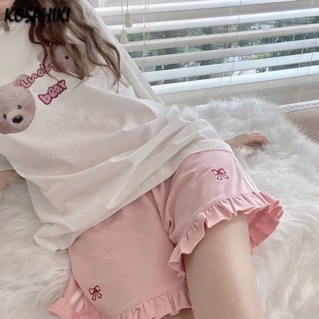 Shorts Kawaii Aesthetic Con Lazo Alta Cintura - Tienda Kawaii