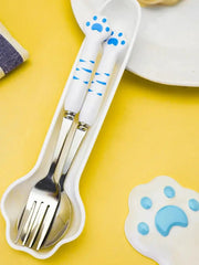 Juego De Cubiertos De Gato Con Caja De Almacenamiento - Tienda Kawaii