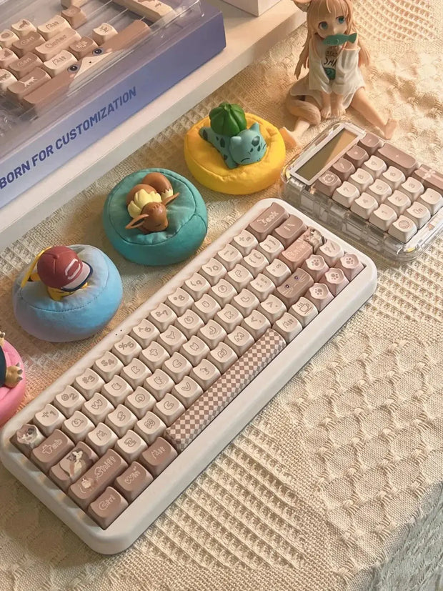 Keycaps Forma De Gato 108 Teclas Aesthetic Kawaii - Tienda Kawaii