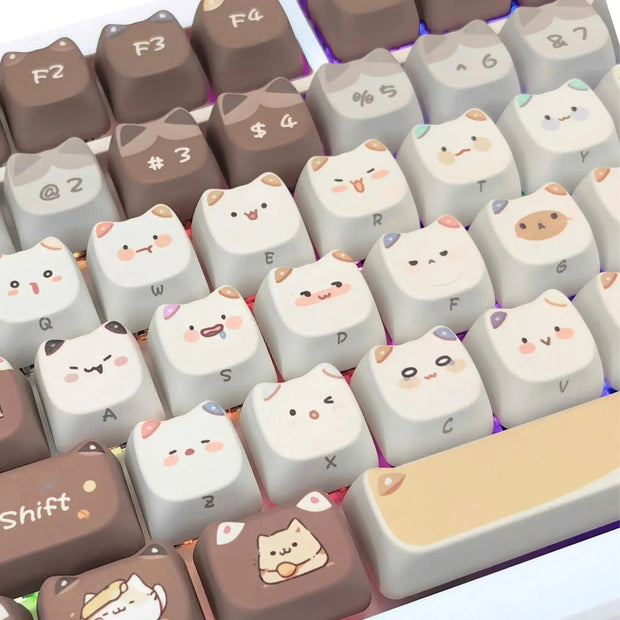 Keycaps Forma De Gato 108 Teclas Aesthetic Kawaii - Tienda Kawaii