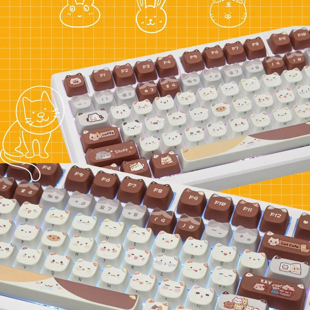 Keycaps Forma De Gato 108 Teclas Aesthetic Kawaii - Tienda Kawaii
