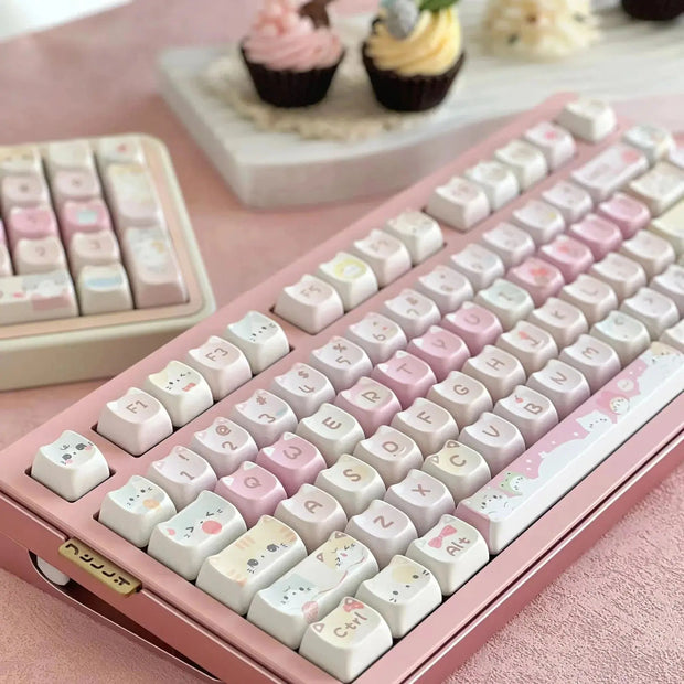 Keycaps Forma De Gato 108 Teclas Aesthetic Kawaii - Tienda Kawaii