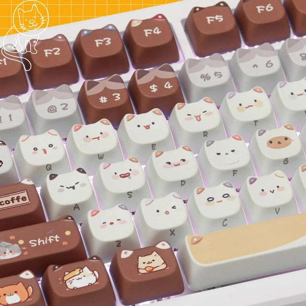 Keycaps Forma De Gato 108 Teclas Aesthetic Kawaii - Tienda Kawaii