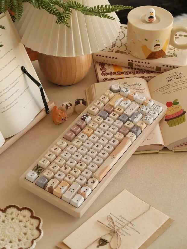 Keycaps Forma De Gato 108 Teclas Aesthetic Kawaii - Tienda Kawaii