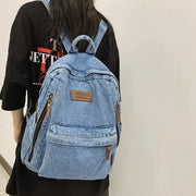 Mochila Escolar De Moda Vaquera Multi-Bolsillo - Tienda Kawaii