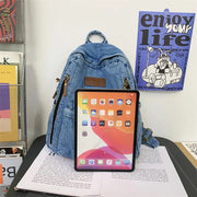 Mochila Escolar De Moda Vaquera Multi-Bolsillo - Tienda Kawaii