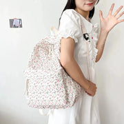 Mochila Floral Grande Capacidad Estilo Preppy - Tienda Kawaii