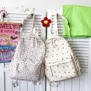 Mochila Floral Grande Capacidad Estilo Preppy - Tienda Kawaii