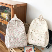 Mochila Floral Grande Capacidad Estilo Preppy - Tienda Kawaii