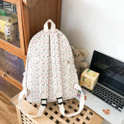 Mochila Floral Grande Capacidad Estilo Preppy - Tienda Kawaii
