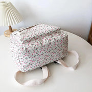 Mochila Floral Grande Capacidad Estilo Preppy - Tienda Kawaii