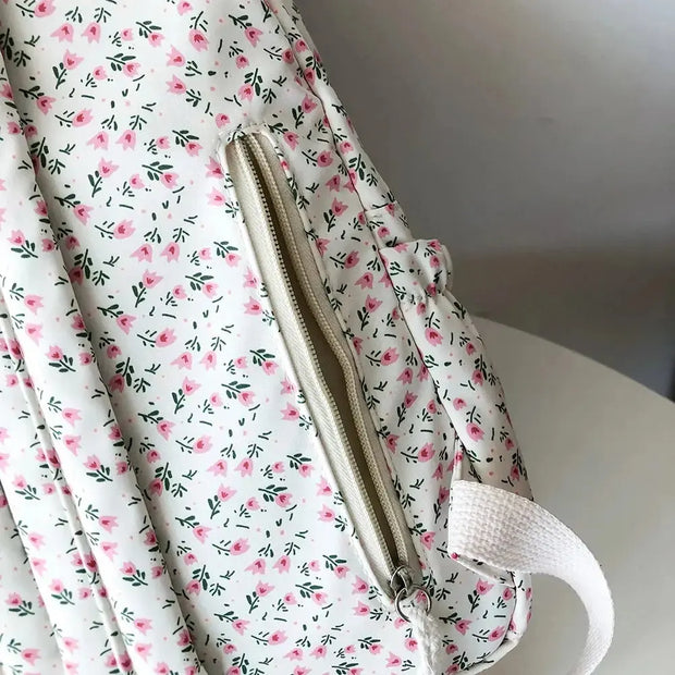 Mochila Floral Grande Capacidad Estilo Preppy - Tienda Kawaii
