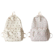 Mochila Floral Grande Capacidad Estilo Preppy - Tienda Kawaii