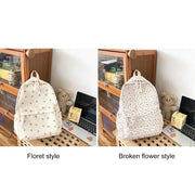 Mochila Floral Grande Capacidad Estilo Preppy - Tienda Kawaii