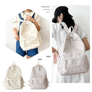Mochila Floral Grande Capacidad Estilo Preppy - Tienda Kawaii