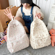 Mochila Floral Grande Capacidad Estilo Preppy - Tienda Kawaii