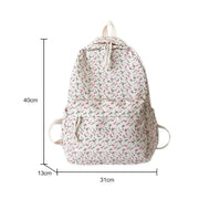 Mochila Floral Grande Capacidad Estilo Preppy - Tienda Kawaii