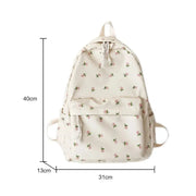 Mochila Floral Grande Capacidad Estilo Preppy - Tienda Kawaii