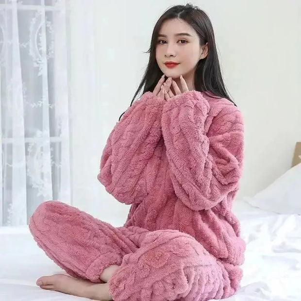 Pijama De Terciopelo Suave Para Mujer De Invierno - Tienda Kawaii