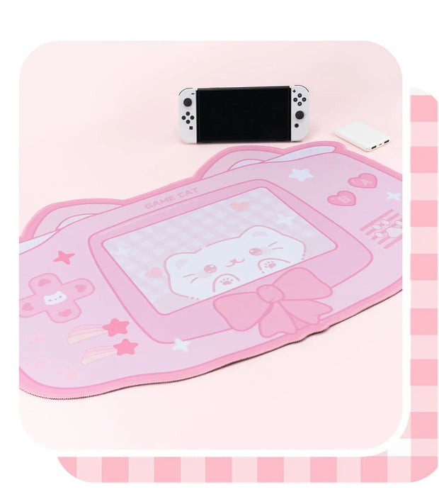Alfombrilla De Ratón Grande Gato Gamer Suave - Tienda Kawaii