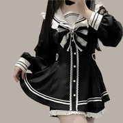 Vestido Gótico Con Lazo Y Conjunto De Shorts Y2K - Tienda Kawaii