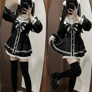 Vestido Gótico Con Lazo Y Conjunto De Shorts Y2K - Tienda Kawaii