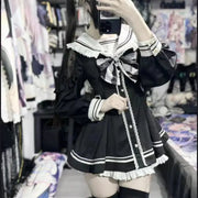 Vestido Gótico Con Lazo Y Conjunto De Shorts Y2K - Tienda Kawaii