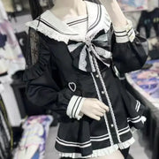 Vestido Gótico Con Lazo Y Conjunto De Shorts Y2K - Tienda Kawaii