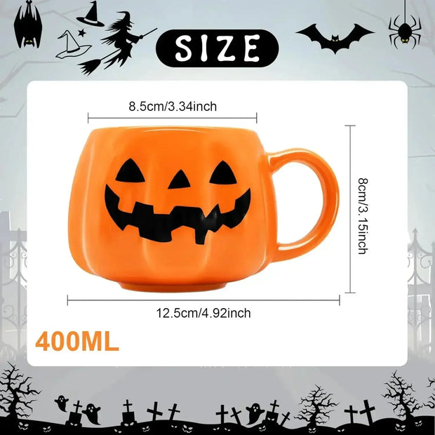 Taza Cerámica De Calabaza De Halloween 400ml - Tienda Kawaii