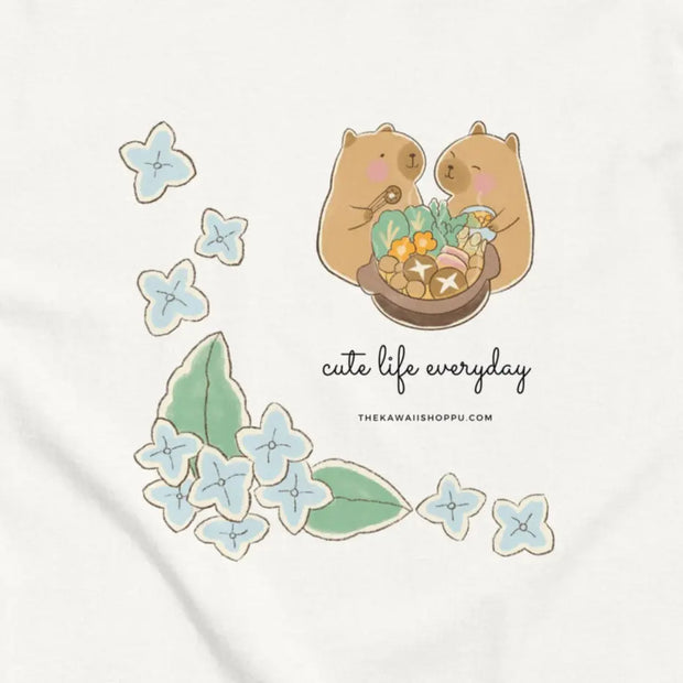 Camiseta Kawaii De Algodón Estilo Capibara Feliz - Tienda Kawaii
