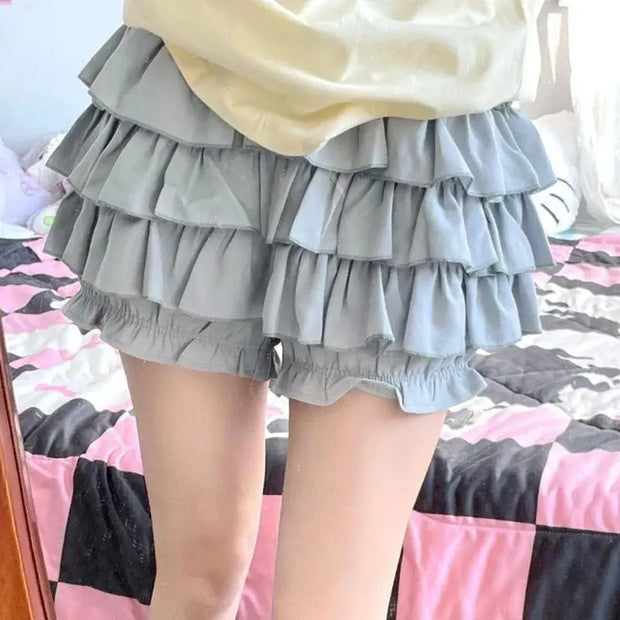 Falda Mini Con Volantes De Talle Alto - Tienda Kawaii