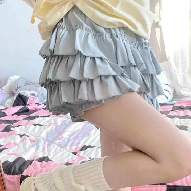 Falda Mini Con Volantes De Talle Alto - Tienda Kawaii