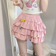 Falda Mini Con Volantes De Talle Alto - Tienda Kawaii