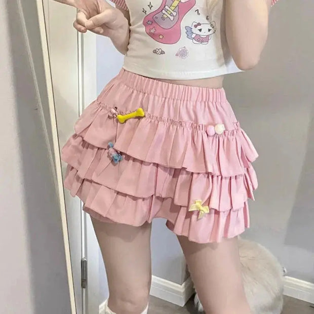 Falda Mini Con Volantes De Talle Alto - Tienda Kawaii