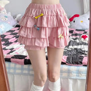 Falda Mini Con Volantes De Talle Alto - Tienda Kawaii