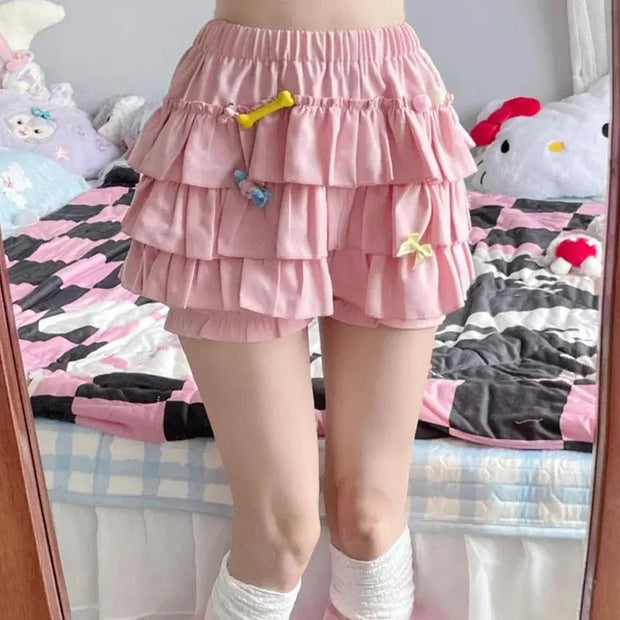 Falda Mini Con Volantes De Talle Alto - Tienda Kawaii