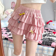 Falda Mini Con Volantes De Talle Alto - Tienda Kawaii