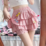 Falda Mini Con Volantes De Talle Alto - Tienda Kawaii