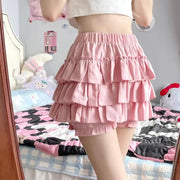 Falda Mini Con Volantes De Talle Alto - Tienda Kawaii