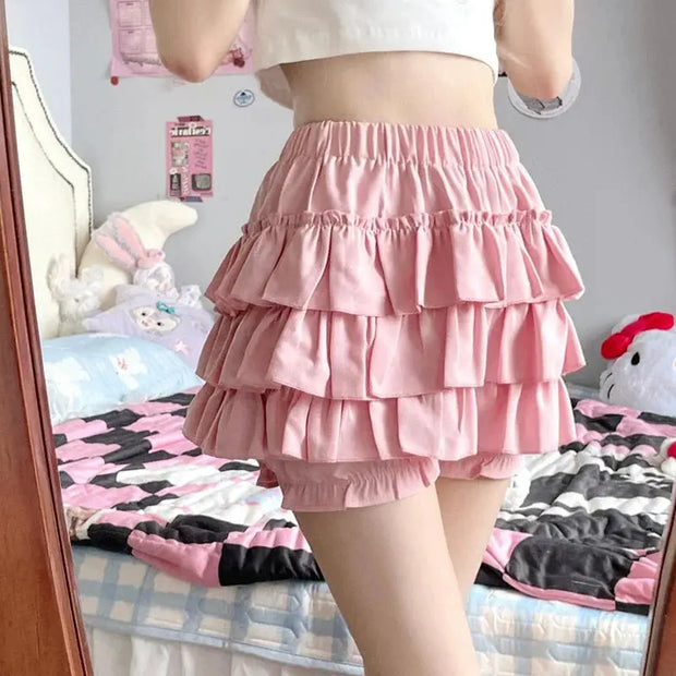 Falda Mini Con Volantes De Talle Alto - Tienda Kawaii