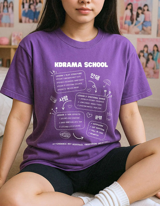 Camiseta Oversize 100% Algodón Estilo K-Drama Coreano - Tienda Kawaii