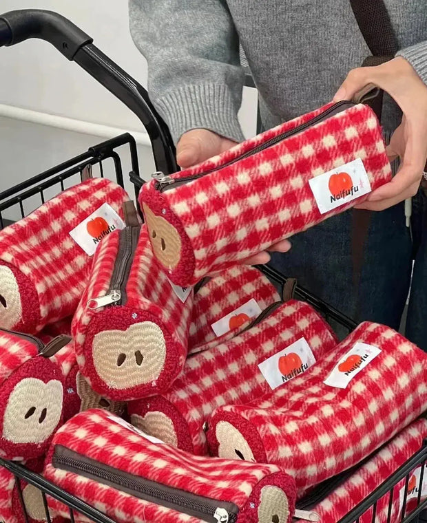 Estuche Kawaii Bordado De Manzanas Para Bolígrafos Y Monedas - Tienda Kawaii