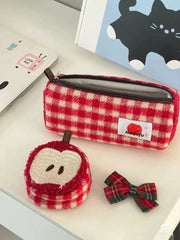 Estuche Kawaii Bordado De Manzanas Para Bolígrafos Y Monedas - Tienda Kawaii