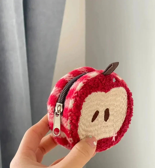 Estuche Kawaii Bordado De Manzanas Para Bolígrafos Y Monedas - Tienda Kawaii