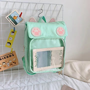 Mochila Kawaii con Orejas de Gato y Huella Pastel - Tienda Kawaii