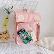 Mochila Kawaii con Orejas de Gato y Huella Pastel - Tienda Kawaii