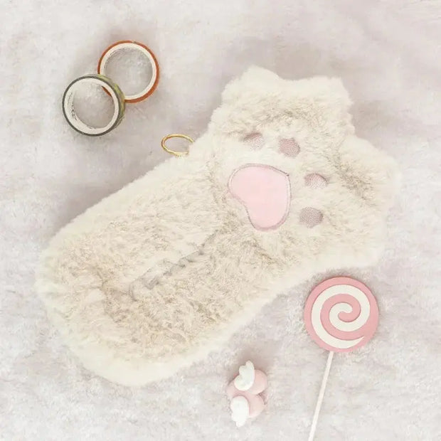 Estuche de Peluche Kawaii con Diseño de Huella de Gato - Tienda Kawaii