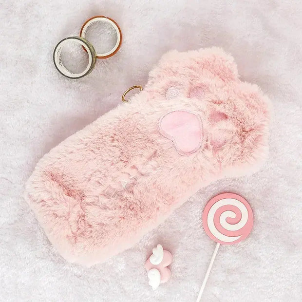 Estuche de Peluche Kawaii con Diseño de Huella de Gato - Tienda Kawaii