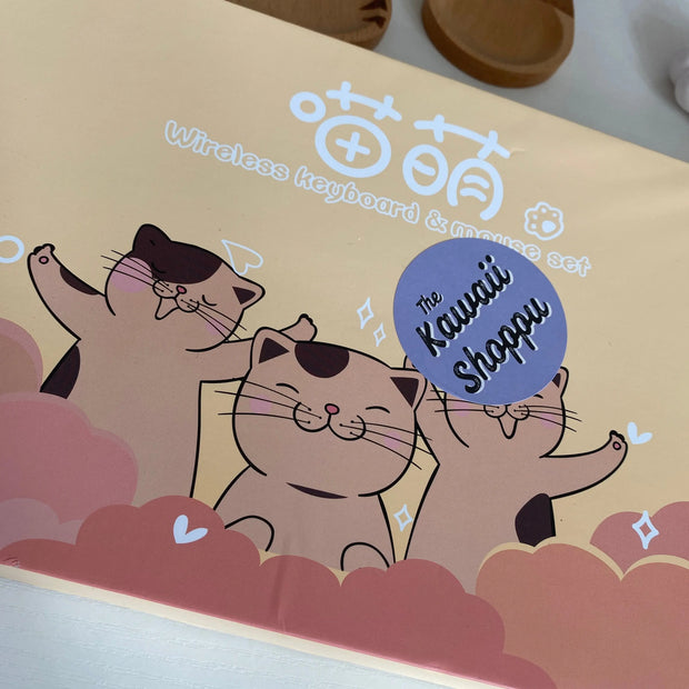 Teclado y Ratón Inalámbrico Kawaii con Diseño de Gato - Tienda Kawaii
